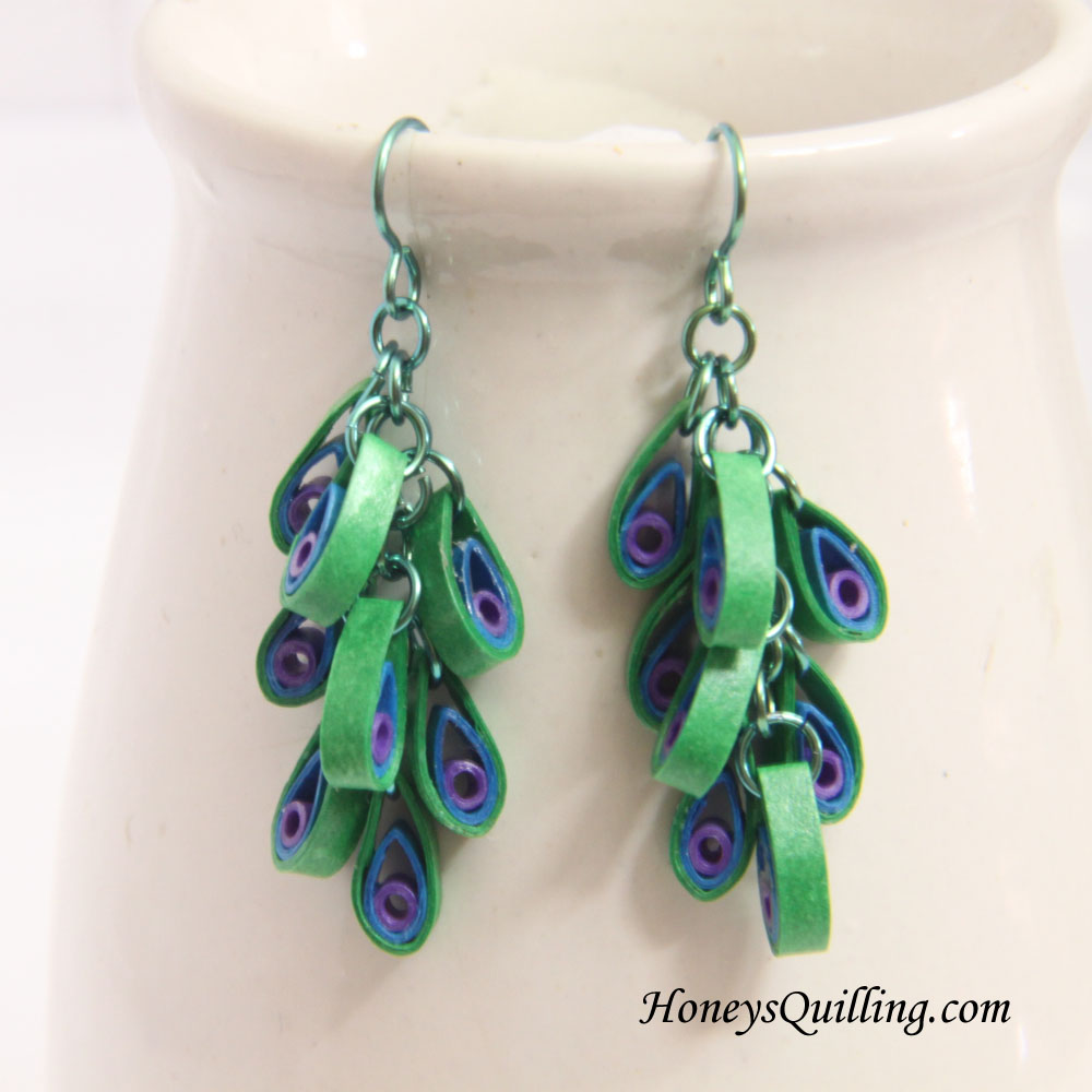 Peacock Design Paper Quilled Earrings Tutorial Honey s Quilling
