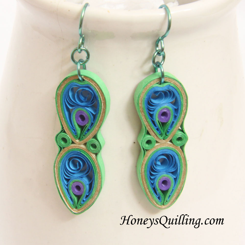 Peacock Design Paper Quilled Earrings Tutorial Honey's Quilling